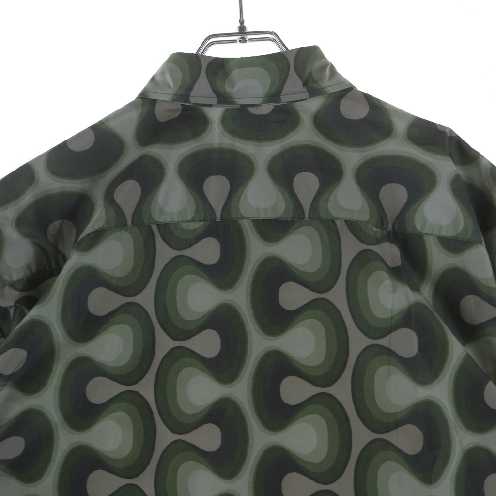 DRIES VAN NOTEN(ドリスヴァンノッテン) CASSIDYE 8027 M.W SHIRT クラシックダイ ナイロン 総柄 半袖シャツ カーキ 241-020709-8027-606