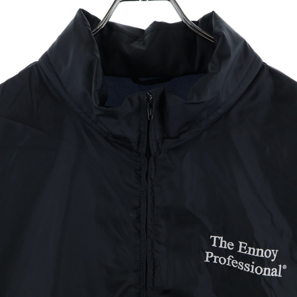 The Ennoy Professional(エンノイプロフェッショナル) 24SS PACKABLE NYLON JACKET パッカブル ナイロン ロゴエンブロイダリー ドローコード フーデッドジャケット ブラック SS24-BREN-JK-02