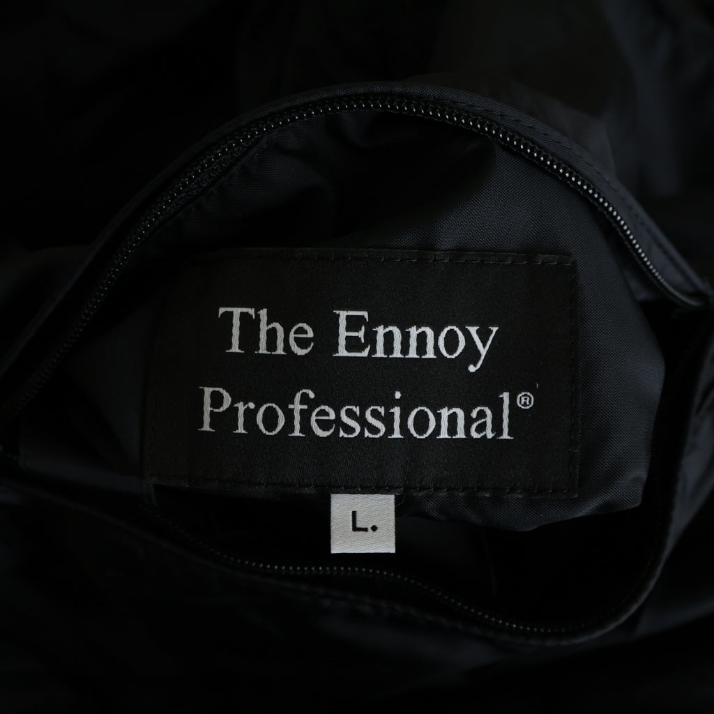The Ennoy Professional(エンノイプロフェッショナル) 24SS PACKABLE NYLON JACKET パッカブル ナイロン ロゴエンブロイダリー ドローコード フーデッドジャケット ブラック SS24-BREN-JK-02