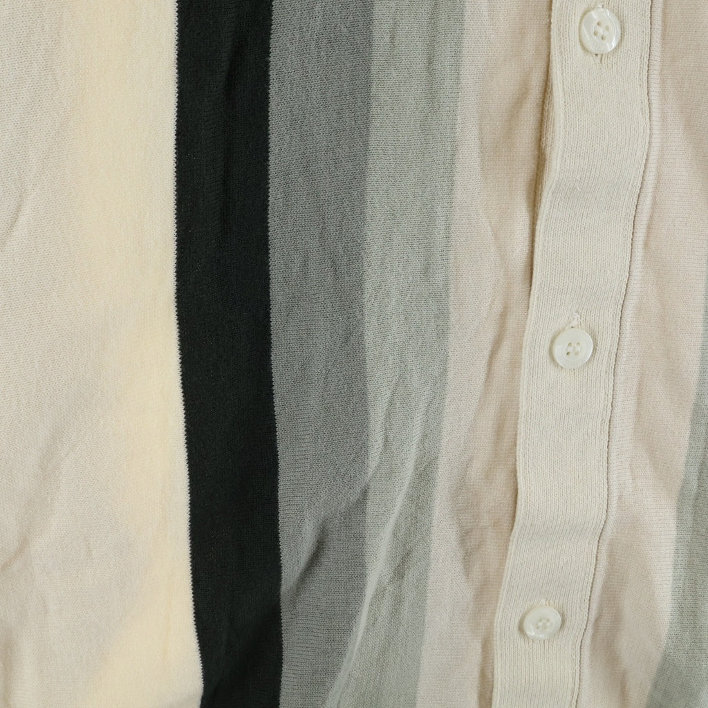 KITH(キス) 23SS LONG-SLEEVE BUTTON UP POLO ボタンアップ ストライプ 長袖ポロシャツ ホワイト KHM031100
