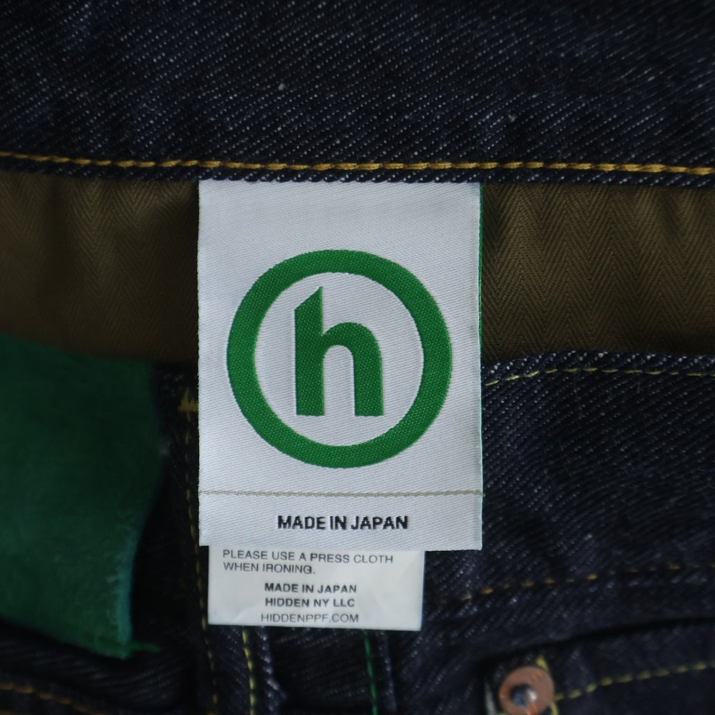 HIDDEN NY(ヒドゥン ニューヨーク) SELVEDGE DENIM セルベッジ ロゴエンブロイダリー ボタンフライ デニムパンツ インディゴ 7110906