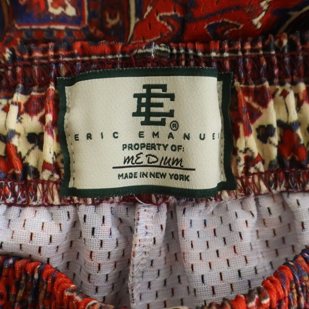 ERIC EMANUEL(エリック エマニュエル) 21SS EE BASIC/CORE SHORT ベーシック コア ポリエステル 総柄 フロントロゴプリント ショーツ ハーフパンツ レッド