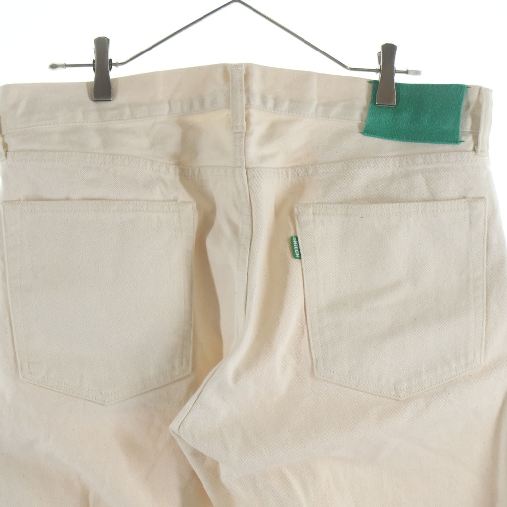 HIDDEN NY(ヒドゥン ニューヨーク) SELVEDGE DENIM セルベッジ ロゴエンブロイダリー ボタンフライ デニムパンツ ホワイト HNYDNM001.21