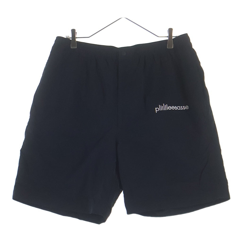 plllllleeeasse(プリーズ) NYLON TRACK SHORTS ナイロン フロントロゴエンブロイダリー トラックショーツ ハーフパンツ ブラック 24PLS-C003