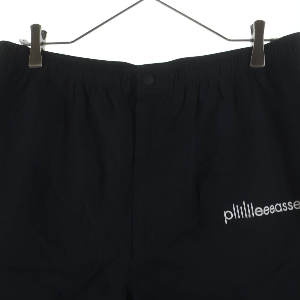 plllllleeeasse(プリーズ) NYLON TRACK SHORTS ナイロン フロントロゴエンブロイダリー トラックショーツ ハーフパンツ ブラック 24PLS-C003