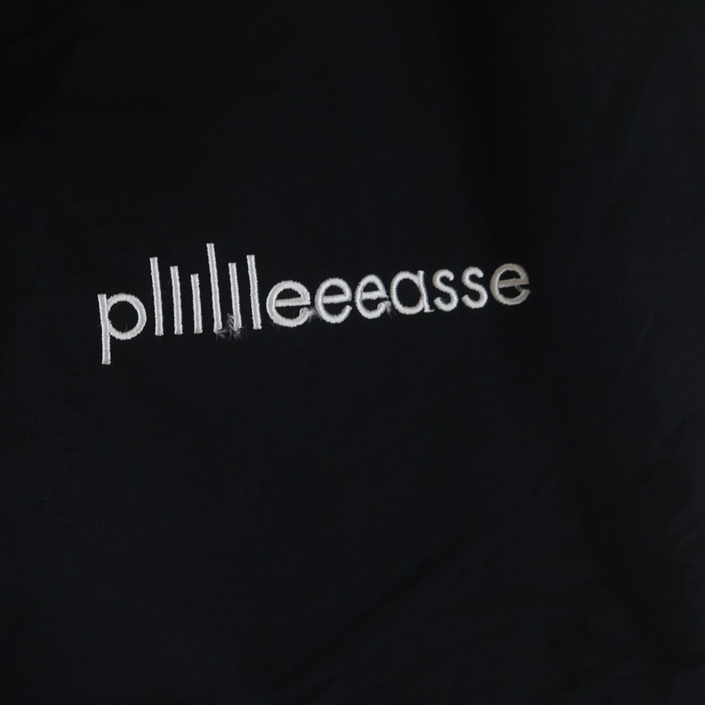 plllllleeeasse(プリーズ) NYLON TRACK SHORTS ナイロン フロントロゴエンブロイダリー トラックショーツ ハーフパンツ ブラック 24PLS-C003