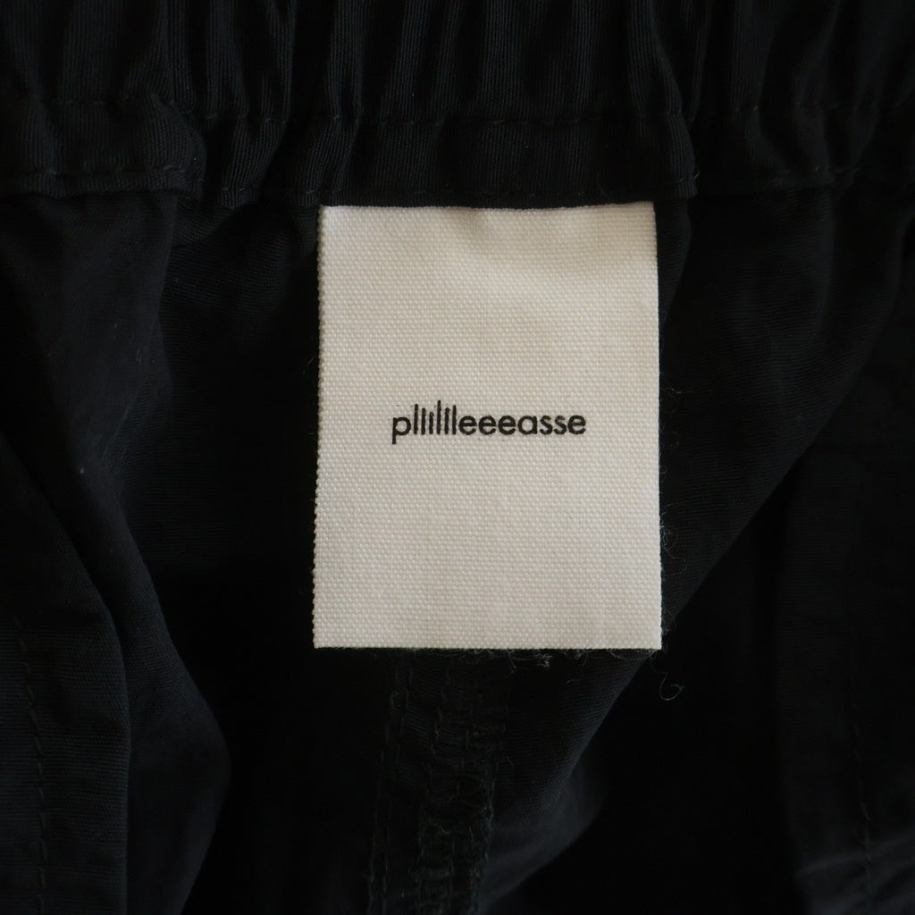 plllllleeeasse(プリーズ) NYLON TRACK SHORTS ナイロン フロントロゴエンブロイダリー トラックショーツ ハーフパンツ ブラック 24PLS-C003