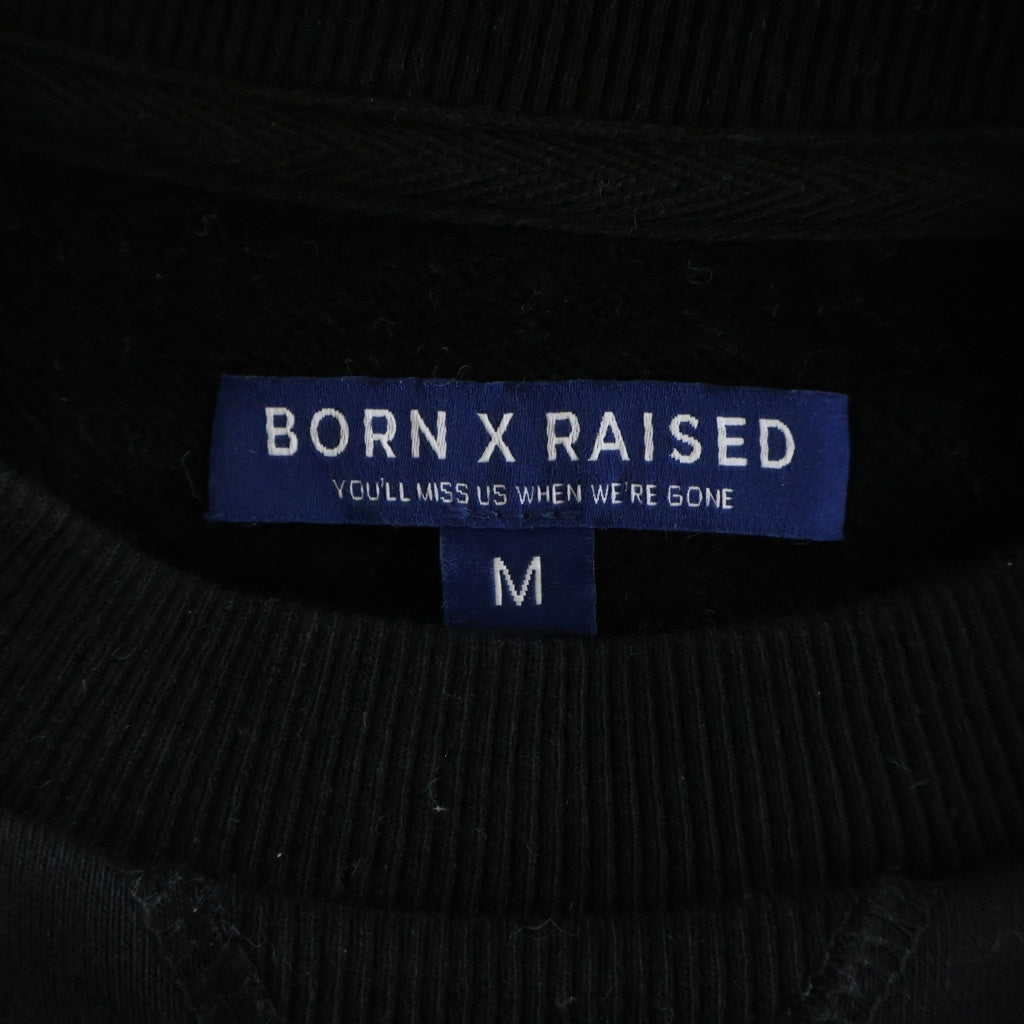 BORN X RAISED(ボーンアンドレイズド) ロゴフェルトパッチ クルーネック スウェット トレーナー ブラック