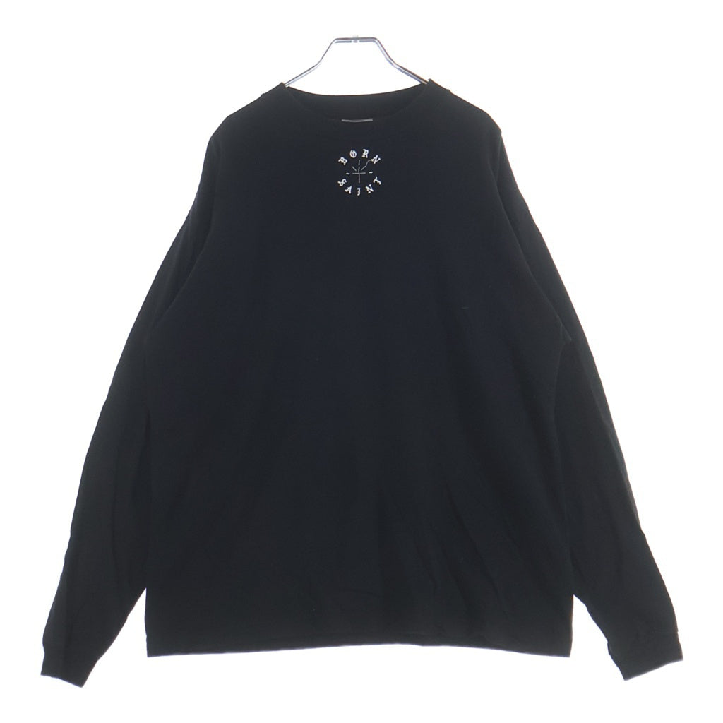 SAINT MICHAEL(セントマイケル) 24SS ×BONE RAISED BR LS TEE ボーンレイズド ロゴプリント クルーネック 長袖Tシャツ カットソー ブラック SM-YS8-0000-C08