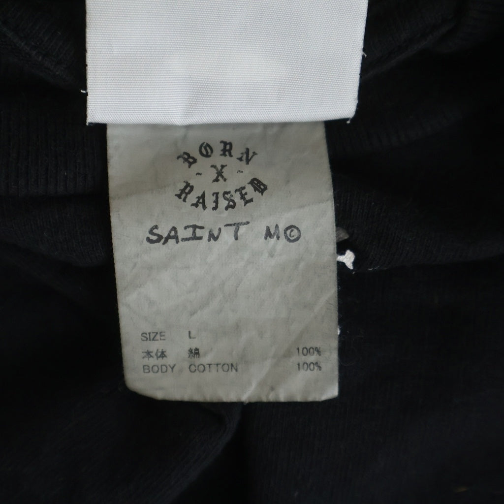 SAINT MICHAEL(セントマイケル) 24SS ×BONE RAISED BR LS TEE ボーンレイズド ロゴプリント クルーネック 長袖Tシャツ カットソー ブラック SM-YS8-0000-C08