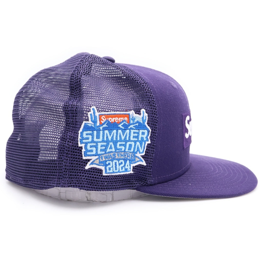 SUPREME(シュプリーム) 24SS ×NEW ERA Box Logo Mesh Back ニューエラ ボックスロゴ メッシュバック 6パネル ベースボールキャップ 帽子 パープル