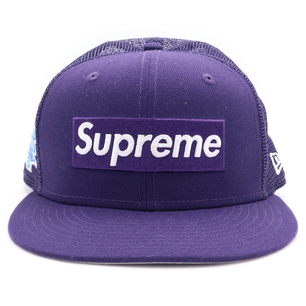 SUPREME(シュプリーム) 24SS ×NEW ERA Box Logo Mesh Back ニューエラ ボックスロゴ メッシュバック 6パネル ベースボールキャップ 帽子 パープル