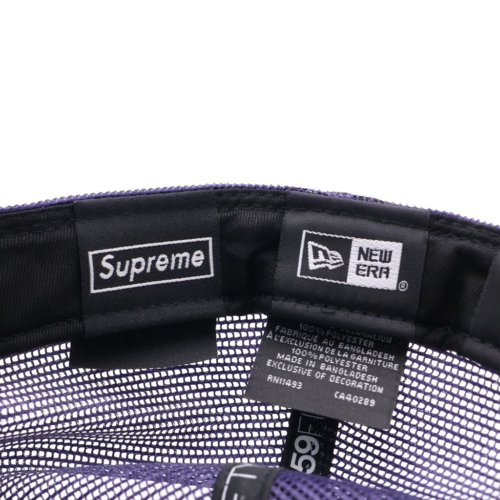 SUPREME(シュプリーム) 24SS ×NEW ERA Box Logo Mesh Back ニューエラ ボックスロゴ メッシュバック 6パネル ベースボールキャップ 帽子 パープル