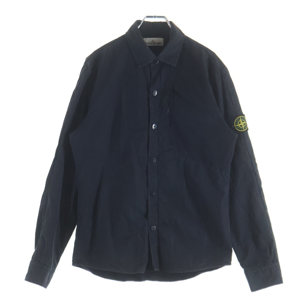 STONE ISLAND(ストーンアイランド) コットン ガーメントダイ ロゴワッペン 長袖シャツ ネイビー 651511209