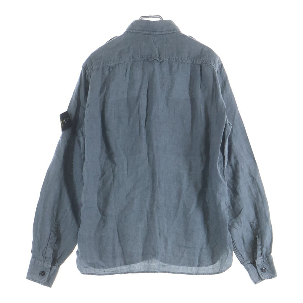 STONE ISLAND(ストーンアイランド) 15SS Linen Buttoned Shirt リネン ボタンド ロゴワッペン 長袖シャツ グレー 62151F601