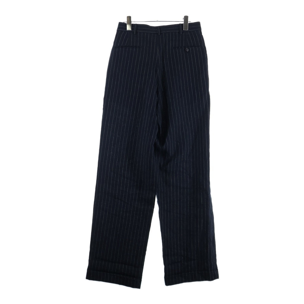 R13(アールサーティーン) 25AW TRIPLE PLEAT CROSSOVER TROUSER 3タック クロスオーバー ストライプ柄 スラックスパンツ レディース ブラック R13W7516-R513A