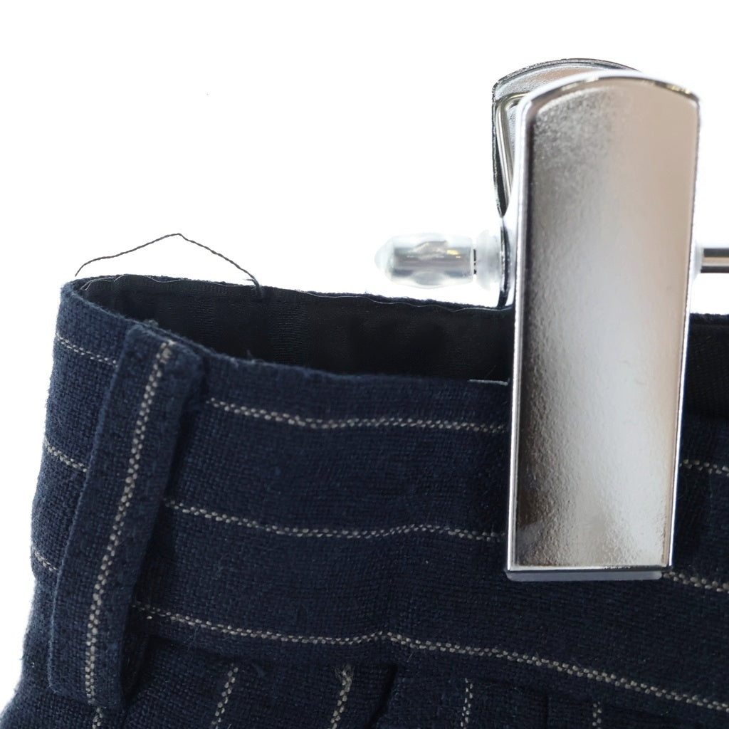 R13(アールサーティーン) 25AW TRIPLE PLEAT CROSSOVER TROUSER 3タック クロスオーバー ストライプ柄 スラックスパンツ レディース ブラック R13W7516-R513A