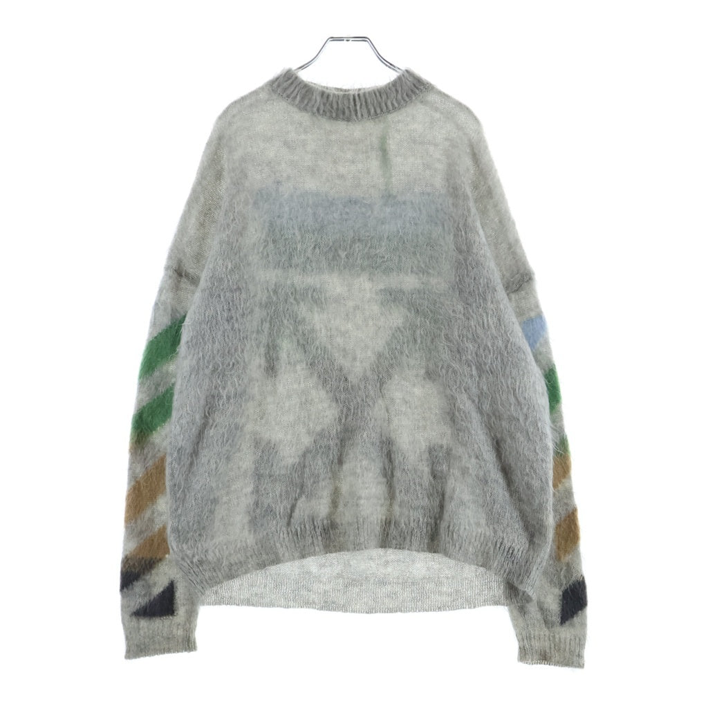 OFF-WHITE(オフホワイト) バックロゴ モヘアウールニットセーター グレー OMHA036R19650012