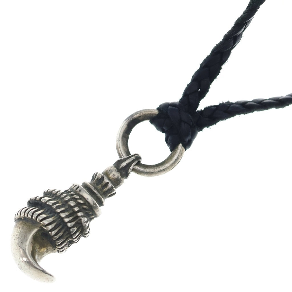 CHROME HEARTS(クロムハーツ) CROW クロウ レザーブレイド Wボロチップ ペンダントトップ ネックレス シルバー/ブラック