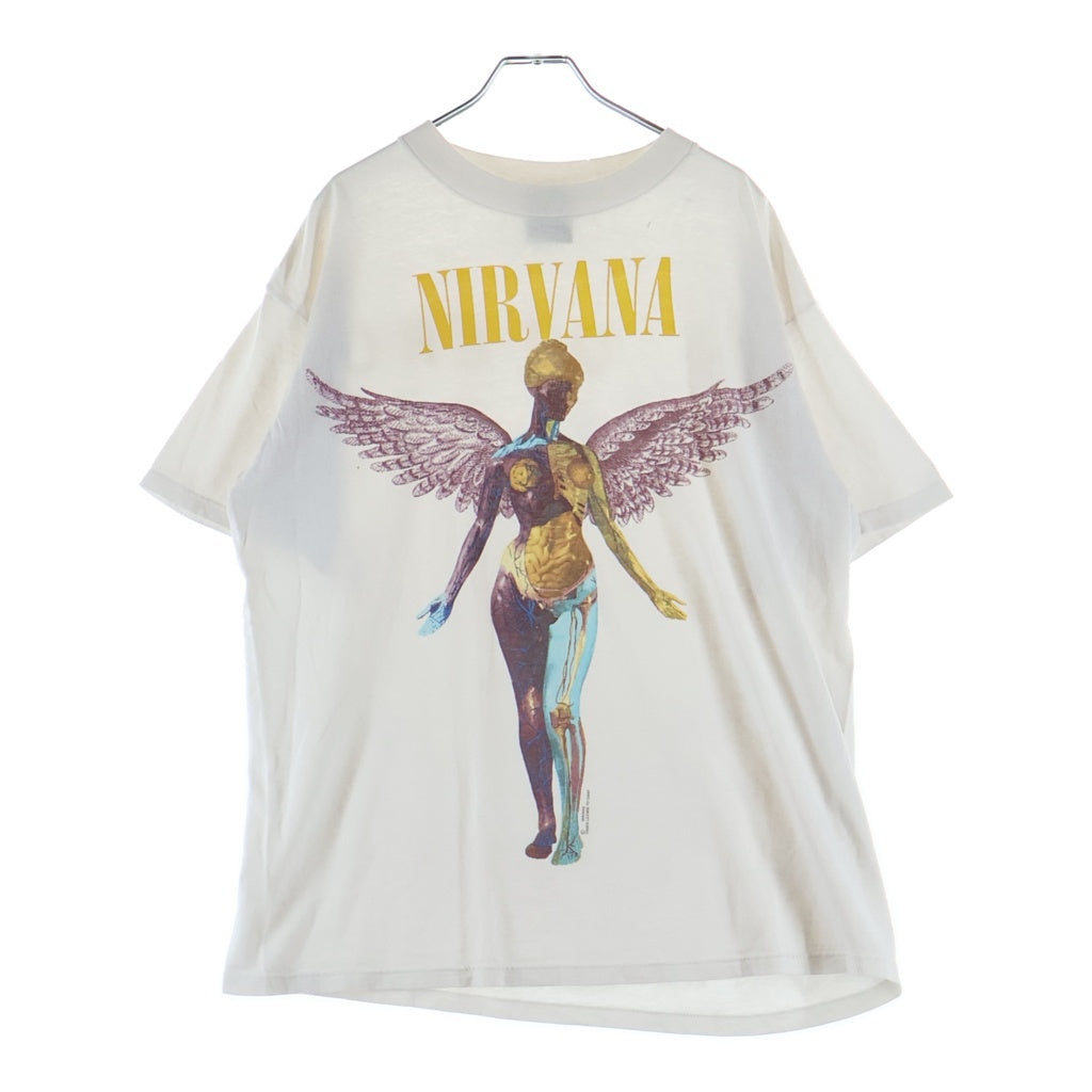 VINTAGE(ヴィンテージ) 90S VINTAGE NIRVANA IN UTERO GIANT BY TULTEX ヴィンテージ USA製 ニルヴァーナ インユーテロ 両面プリント クルーネック 半袖Tシャツ カットソー ホワイト