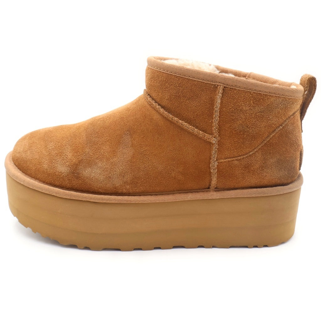 UGG(アグ) WMNS CLASSIC ULTRA MINI PLATFORM ウィメンズ クラシックミニ プラットフォーム ムートンシューズ スエードレザーブーツ ブラウン US10/27cm 1135092
