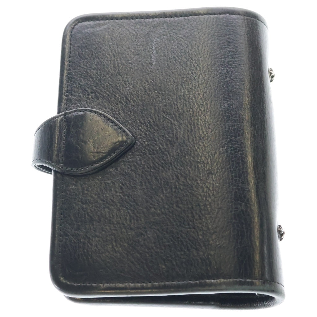 CHROME HEARTS(クロムハーツ) AGENDA PLAIN アジェンダ クロスボールボタン レザー 手帳カバー ケース ブラック