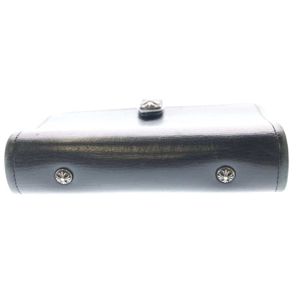 CHROME HEARTS(クロムハーツ) AGENDA PLAIN アジェンダ クロスボールボタン レザー 手帳カバー ケース ブラック