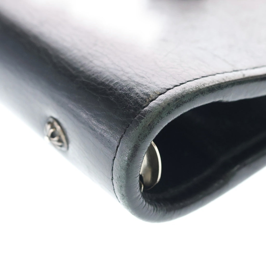 CHROME HEARTS(クロムハーツ) AGENDA PLAIN アジェンダ クロスボールボタン レザー 手帳カバー ケース ブラック