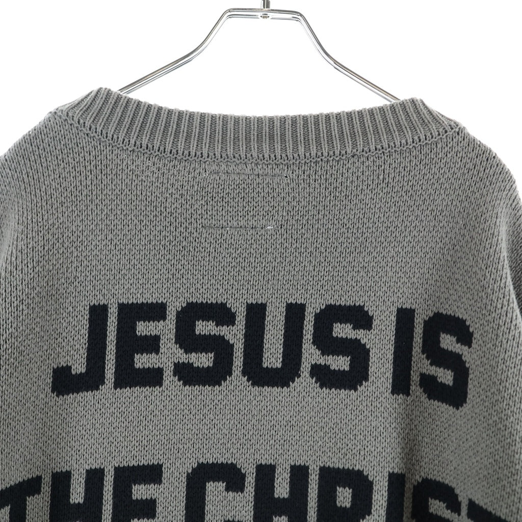 SOMEIT(サミット) J.X. VINTAGE KNIT 両面エンブロイダリー ヴィンテージ加工 クルーネックニット セーター グレー