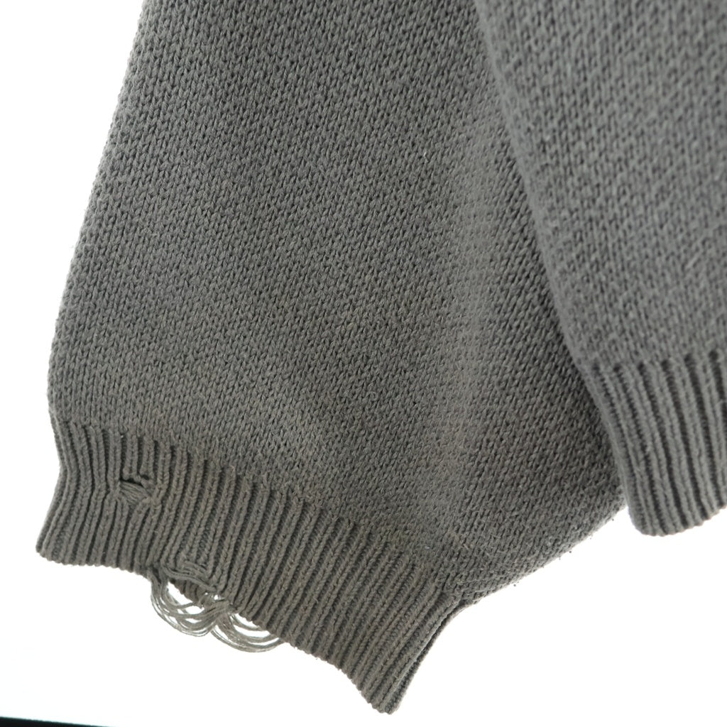SOMEIT(サミット) J.X. VINTAGE KNIT 両面エンブロイダリー ヴィンテージ加工 クルーネックニット セーター グレー
