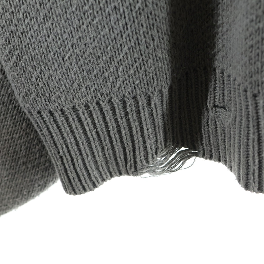 SOMEIT(サミット) J.X. VINTAGE KNIT 両面エンブロイダリー ヴィンテージ加工 クルーネックニット セーター グレー