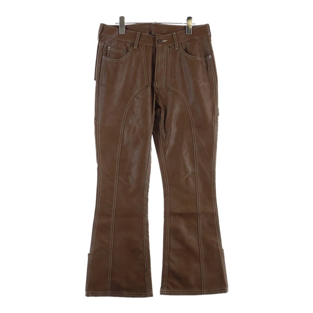 MLVINCE(メルヴィンス) FAUX LEATHER HOLSTER PANTS フェイクレザー ホルスター フレアパンツ ブラウン