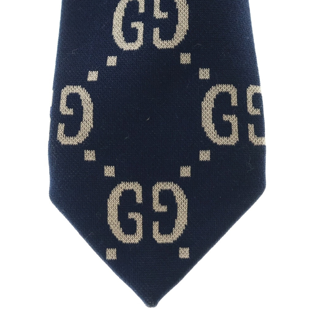 GUCCI(グッチ) イタリア製 GGスプリーム コットンネクタイ ネイビー
