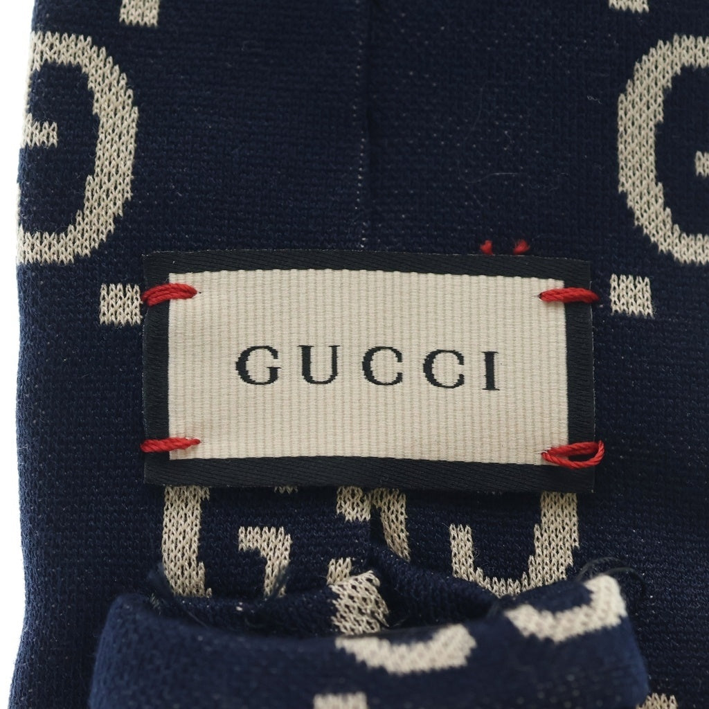 GUCCI(グッチ) イタリア製 GGスプリーム コットンネクタイ ネイビー