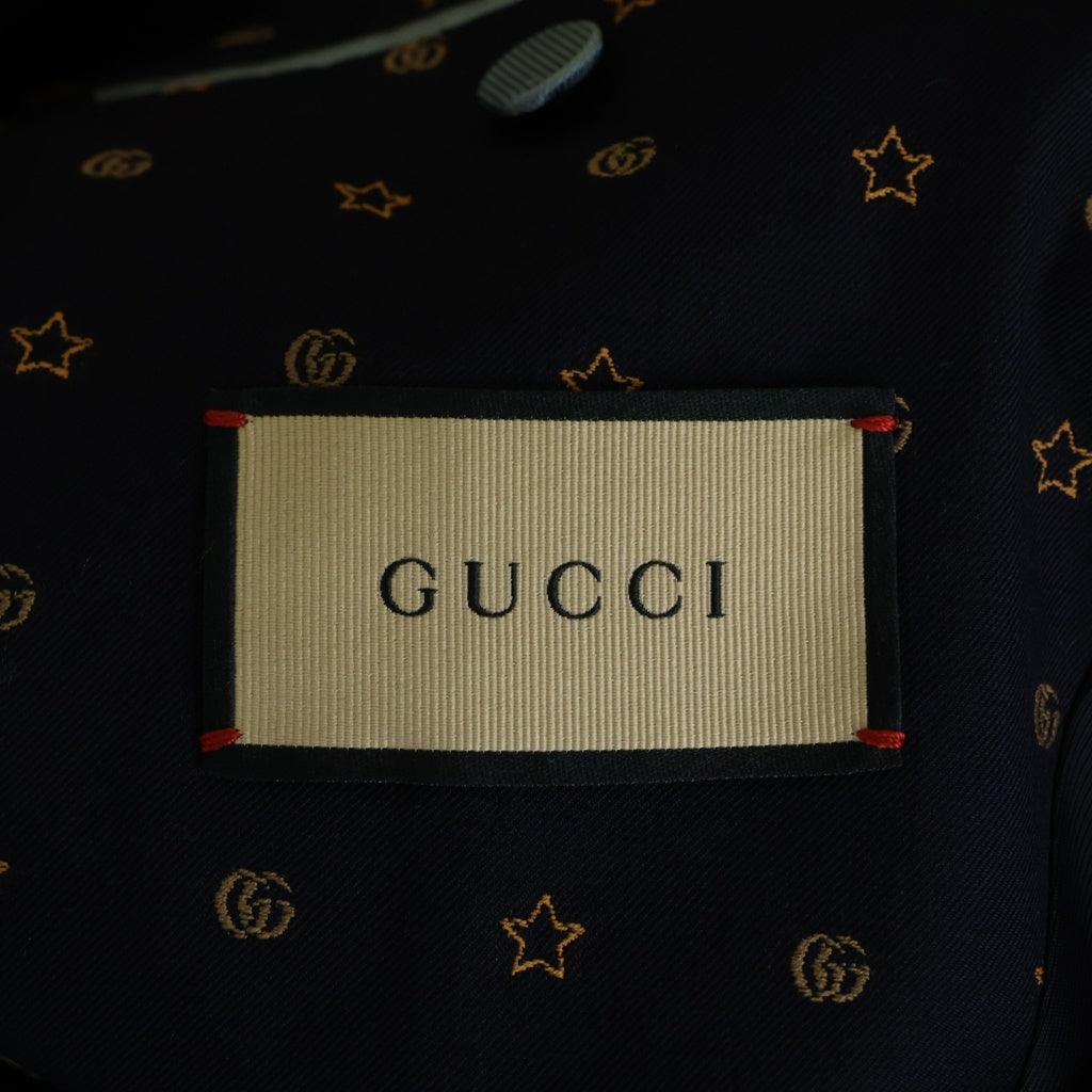 GUCCI(グッチ) GGスター刺繍デザイン パイピング 金ボタン 2B テーラードジャケット ネイビー 673265 ZAHH0