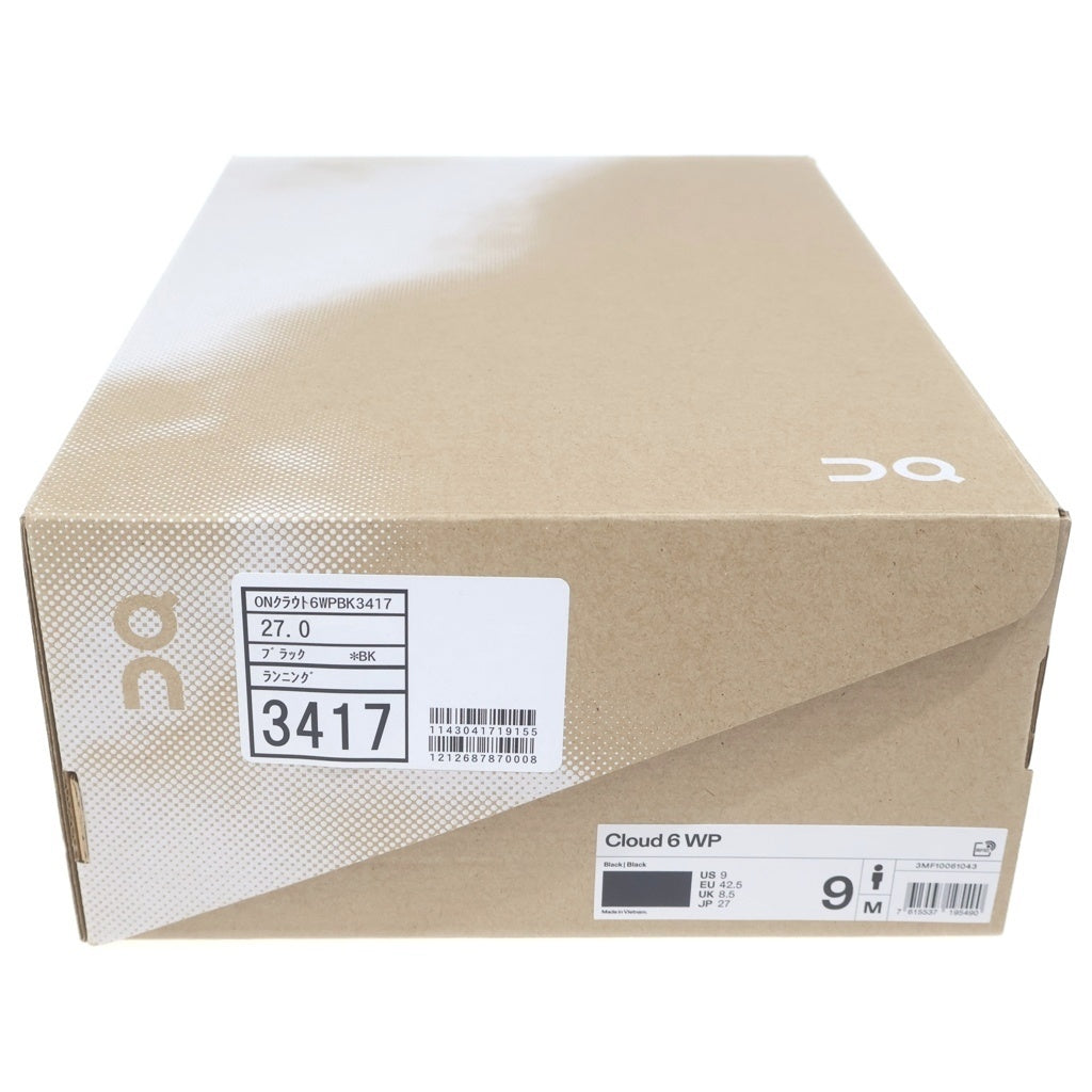 On(オン) Cloud 6 Waterproof クラウド6 ウォータープルーフ ローカットスニーカー ブラック US9/27cm 3MF10061043