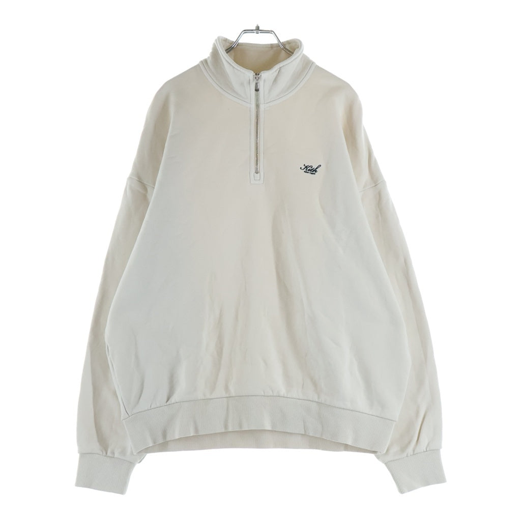 KITH(キス) QUARTER ZIP NELSON PULLOVER ロゴ刺繍 ハーフジップ プルオーバー スウェットトレーナー アイボリー 25-070-060-0011-3-0
