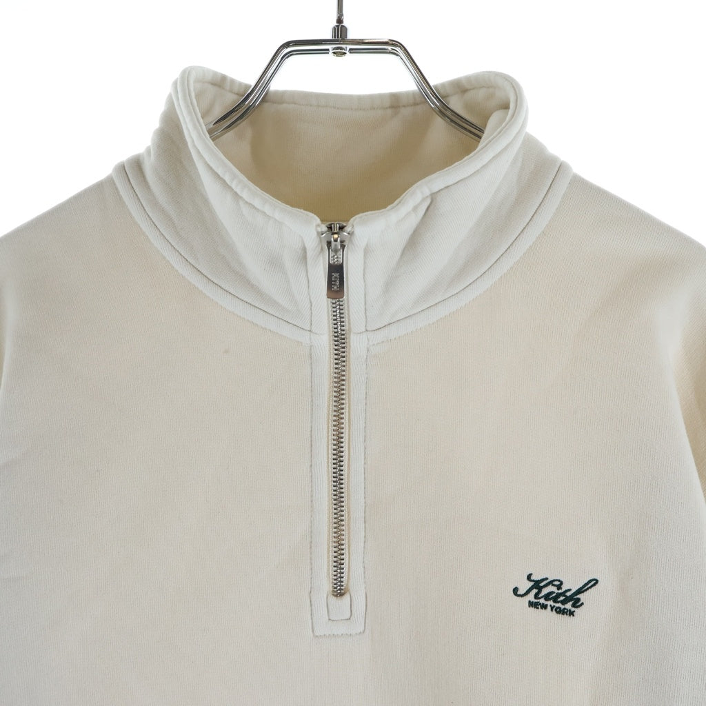 KITH(キス) QUARTER ZIP NELSON PULLOVER ロゴ刺繍 ハーフジップ プルオーバー スウェットトレーナー アイボリー 25-070-060-0011-3-0