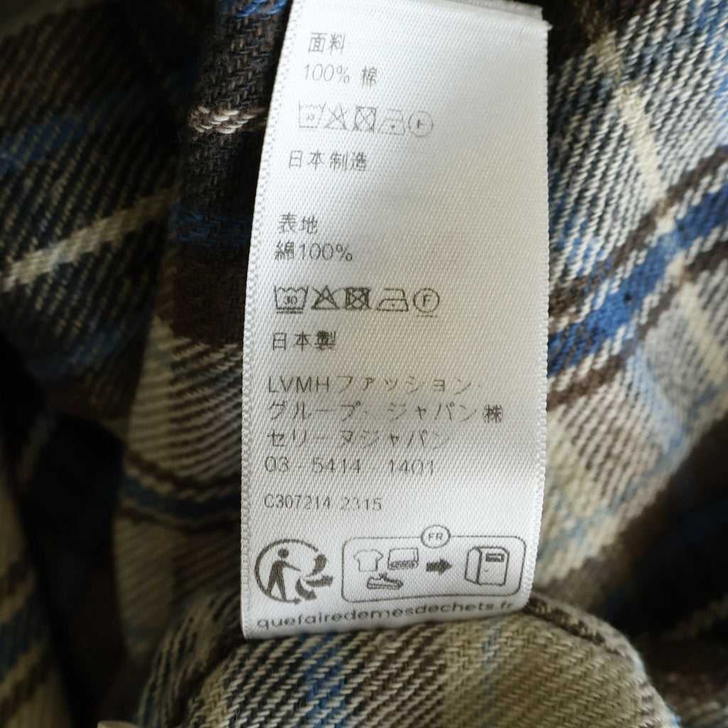 CELINE(セリーヌ) オーバーサイズチェック柄長袖シャツ ブルー/グレー