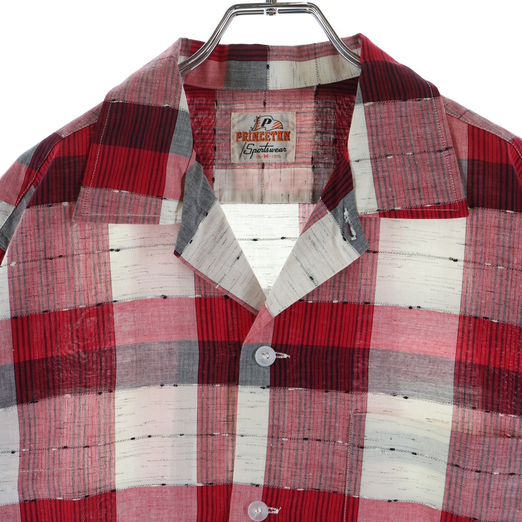 VINTAGE(ヴィンテージ) 60-70S VINTAGE PRINCETON SPORTSWEAR S/S PLAID SHIRT ヴィンテージ プリンストンスポーツウェアー チェック柄 半袖オープンカラーシャツ レッド/ホワイト