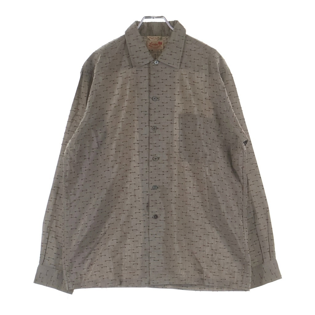 VINTAGE(ヴィンテージ) 60S VINTAGE LANNIES L/S SHIRT ヴィンテージ ステッチ総柄デザイン 長袖ボタンシャツ グレー