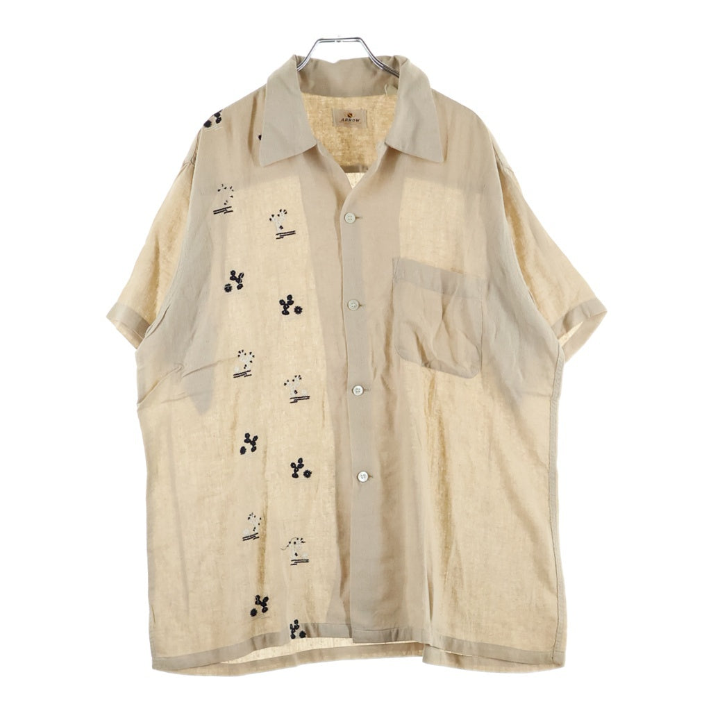 VINTAGE(ヴィンテージ) 50S VINTAGE ARROW S/S RAYON SHIRT ヴィンテージ アロー 盾タグ 刺繍デザイン 半袖レーヨンシャツ ベージュ