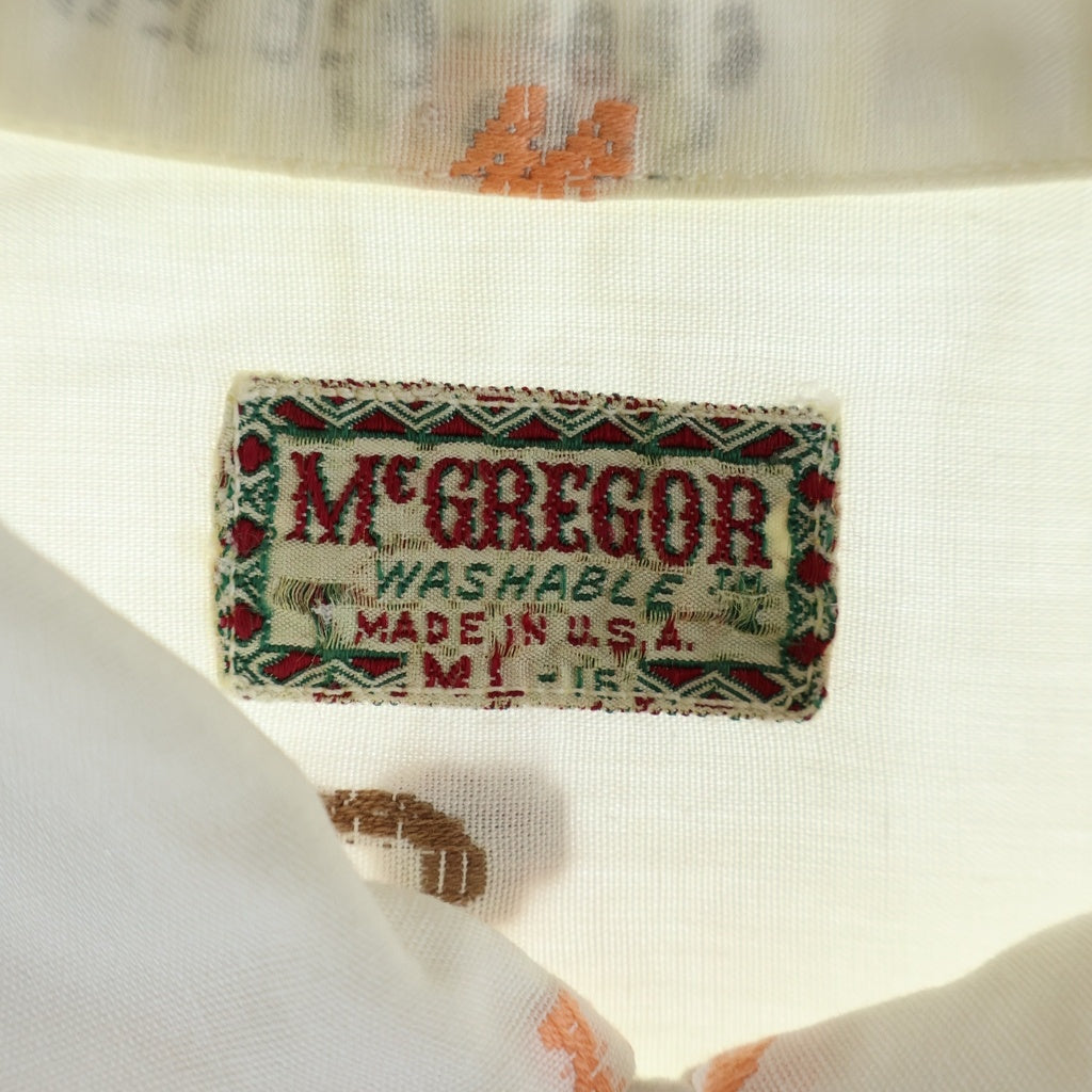 McGREGOR(マクレガー) 50S VINTAGE S/S OPEN COLLAR SHIRT ヴィンテージ 総柄デザイン ボックス 半袖オープンカラー 開襟シャツ ホワイト