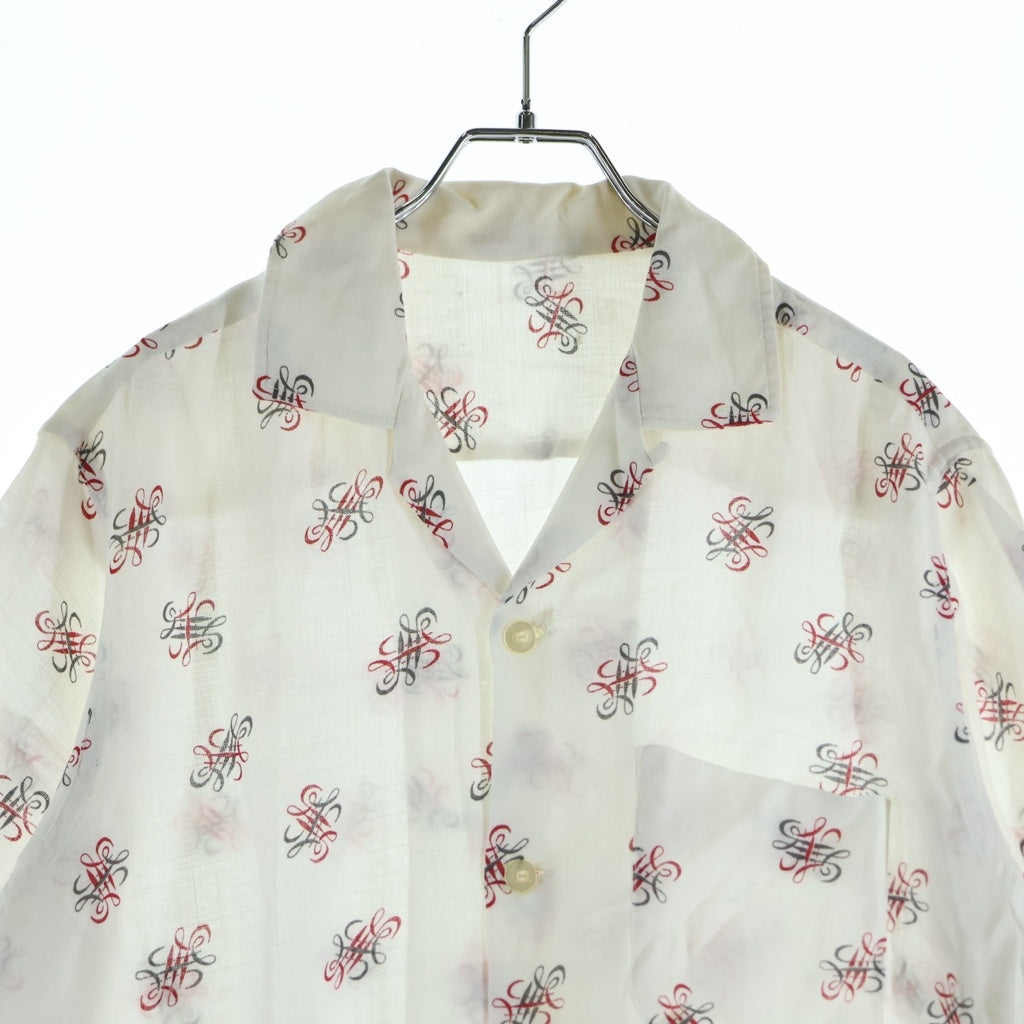 VINTAGE(ヴィンテージ) 50S VINTAGE S/S RINEN RAYON OPEN COLLAR SHIRT ヴィンテージ 総柄 リネンレーヨン 半袖オープンカラー 開襟シャツ ホワイト