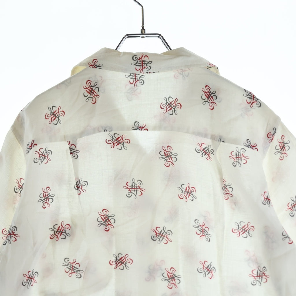 VINTAGE(ヴィンテージ) 50S VINTAGE S/S RINEN RAYON OPEN COLLAR SHIRT ヴィンテージ 総柄 リネンレーヨン 半袖オープンカラー 開襟シャツ ホワイト