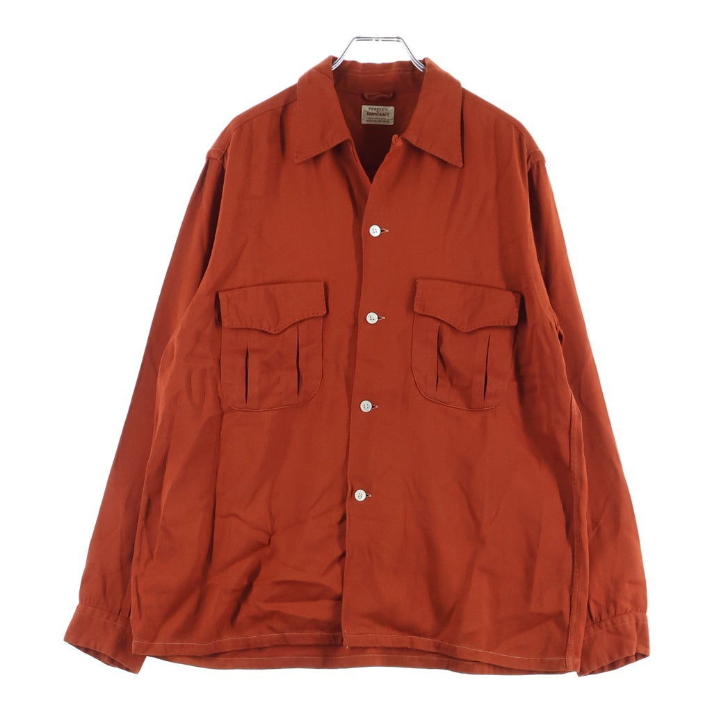 VINTAGE(ヴィンテージ) 50S PENNY'S TOWNCRAFT RAYON GABARDINE L/S OPEN COLLAR SHIRT ヴィンテージ ぺニーズ タウンクラフト レーヨンギャバジン 長袖オープンカラー 開襟シャツ