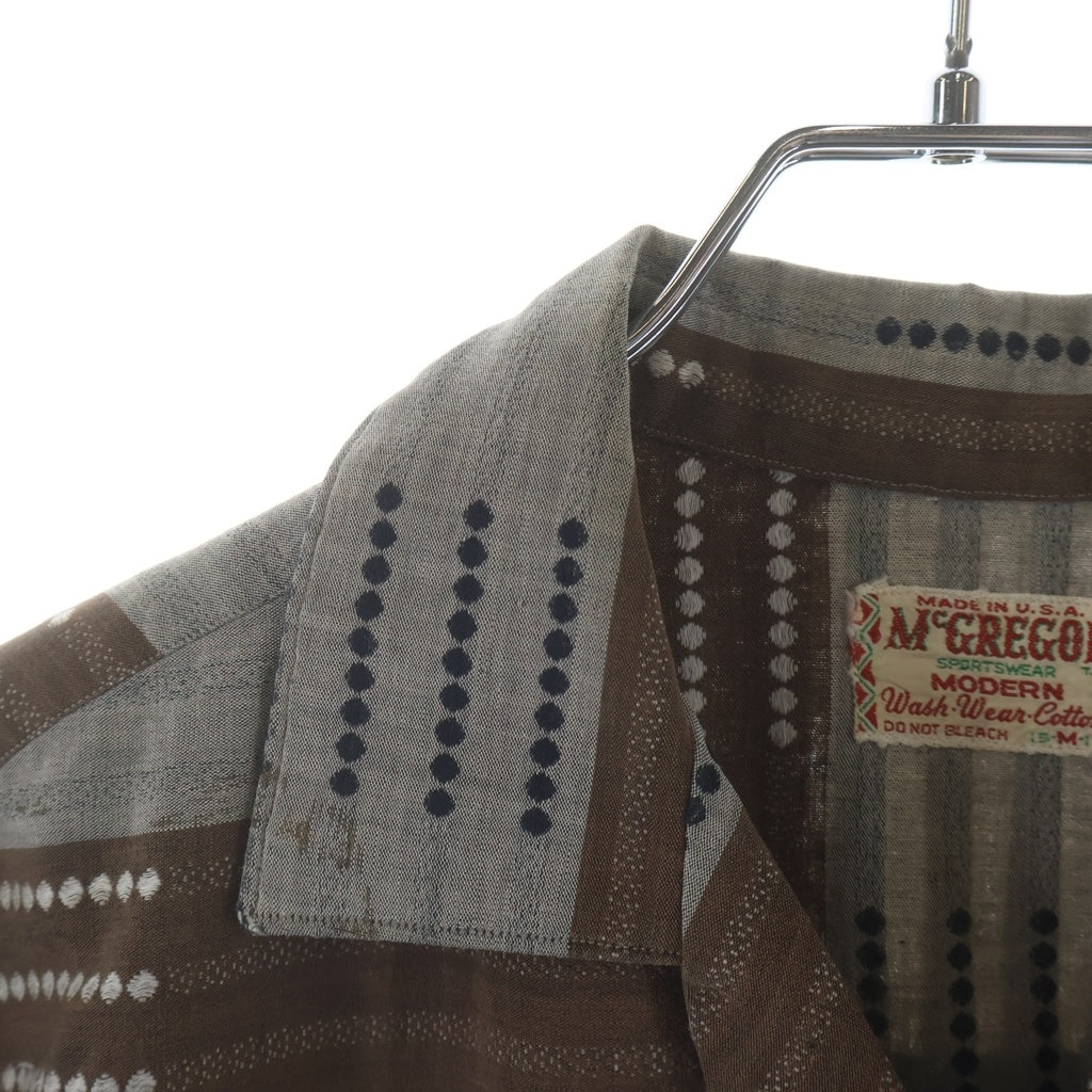 McGREGOR(マクレガー) 60S VINTAGE L/S OPEN COLLAR SHIRT ヴィンテージ 総柄デザイン 長袖オープンカラー 開襟シャツ ブラウン/グレー