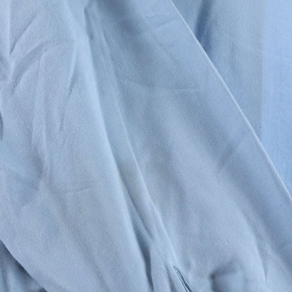 VINTAGE(ヴィンテージ) 60S SELKIRK RAYON GABARDINE L/S OPEN COLLAR SHIRT ヴィンテージ セルカーク レーヨンギャバジン フロント刺繍デザイン 長袖オープンカラー 開襟シャツ ブルー