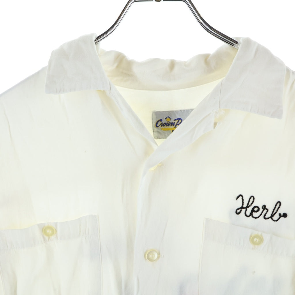 VINTAGE(ヴィンテージ) 50-60S CROWN PRINCE RAYON GABARDINE S/S BOWLING SHIRT ヴィンテージ レーヨンギャバジン 半袖ボーリングシャツ ホワイト