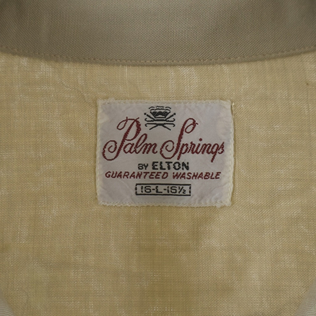 VINTAGE(ヴィンテージ) 60S VINTAGE PALM SPRINGS RAYON L/S OPEN COLLAR SHIRT ヴィンテージ レーヨン フロント刺繍 長袖オープンカラー 開襟シャツ ベージュ